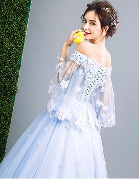 Amazon | [hanamaya] ドレス 浅青 花嫁ドレス ウェディング